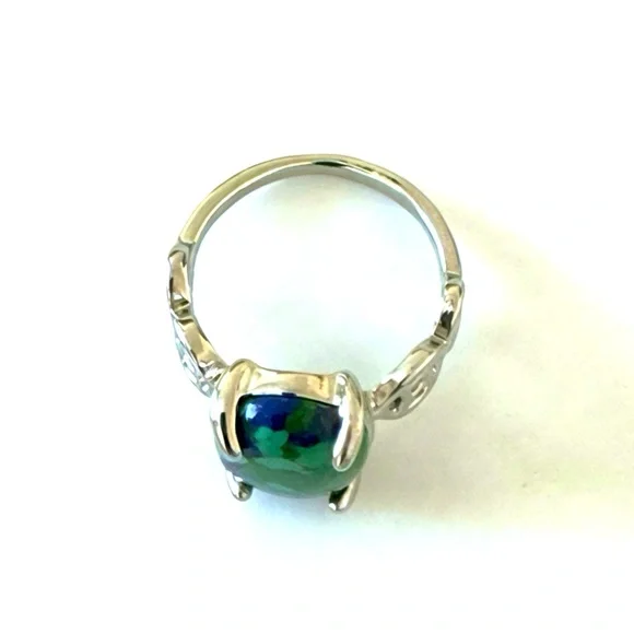Studio Series Azurite Chrysocolla Oval Ring Silver Plated Gift Boxed - Picture 5 of 5